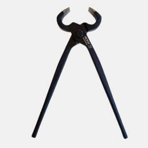 Hoof It black hoof nippers with handles spread open in a V shape and HOOF IT branding on the head