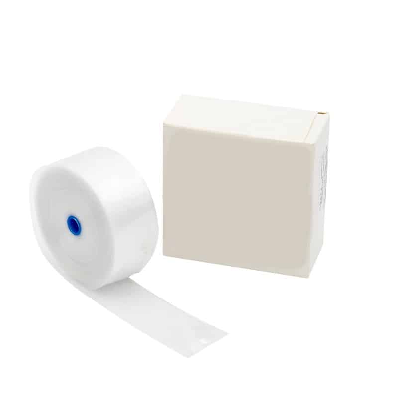 AI Gun Sanitary Sheaths 21" Long — Dispenser Box, Cattle Artificial Insemination 8 Roll of AI gun sanitary sheaths next to the white dispenser box