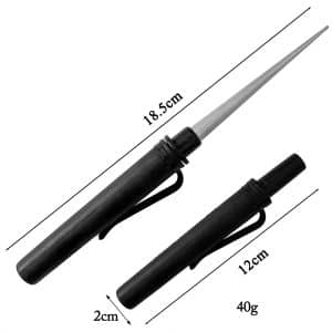 Diamond hoof knife sharpening rod with an 18.5cm length measurement marked on the image