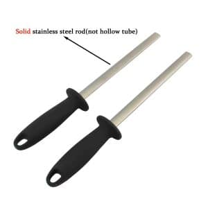 Diamond hoof knife sharpening rods highlighting a solid stainless steel core rather than a hollow tube
