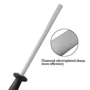 Hoofit diamond knife sharpener rod with non-slip handle, 8 inch oval profile